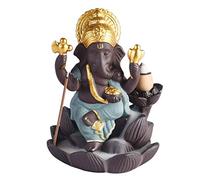 Backflow Incense Burner Ceramic Ganesha Elephant God Incense Holder Ganesh Statue Elephant Buddha Figurine Green