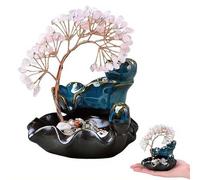 Backflow Incense Burner,Ceramic Incense Waterfall Burner with 7 Chakras Healing Crystals Tree Fountain Incenses Holders,for Yoga Meditation and Home Decor