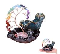 Backflow Incense Burner with Money Tree, Ceramic Texture Resin Rockery & Holder, Leaf Handcrafted Waterfall St Incense