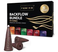 Backflow Incense Cones Fumino Fresh Multipack Fireside & Frost Bundle 6 Boxes 90 Pieces Masala Agarbatti Joss Fragrance for Relaxation and Meditation, Home and House Decor Scent
