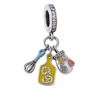 Backfreude Baking Baker Chef Cooking Kitchen Recipe Board Glove Whisk Set - Charm Bracelet Pendant Jewellery Accessories Sterling Silver 925 Charm Collector Band