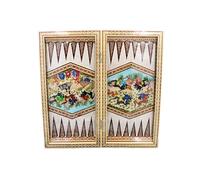 Backgammon BGZW56A08 Chess Board Wooden Suitcase Handmade Hand Painted Flower Design 50 x 50 x 4 cm Includes Case, Dice & Stones