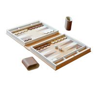 Backgammon Board Game, Wooden Foldable Strategy Board for Backgammon and Chess, Portable Tabletop Game for Teens, Adults, Students, Boys, Girls, Dorm, Bedroom, Living Room, Picnic, Camping, Durable an