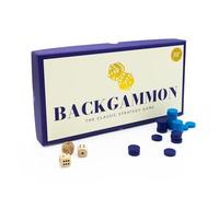 Backgammon | Classic Strategy Board Game in Premium Gift Box | Timeless Family & Travel Game, Navy and Cream