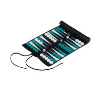 Backgammon Game Board Roll-Up Leather Look Play Portable Accessories Travelling