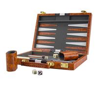 Backgammon Set 11 Inch Classic Back Gammon Suitcase Baggamon Game for Adults Children (Brown, 11 Inches)