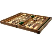 BACKGAMMON SET BOARD INLAID HANDMADE SOLID WOODEN WITH BACKGAMMON PIECES AND DOUBLING DICE INCLUDED 10"