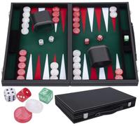 Backgammon Set Luxury 18 Inch Red 45 cm - Faux Leather Case with Felt Inlay, Pearl Dice, Chips and 2 Cups 250511