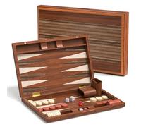 Backgammon Set, Wooden Folding Travel Backgammon Sets 2 players Classic Board Games15 Inch Premium Portable Gift with Playing Pieces & Wooden Dice Cups for Adults and Kids