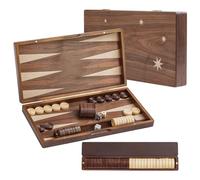 Backgammon Sets for Adults with 15.7 Inch Wooden Board and Wooden Dice Cups | Large Folding Travel Game | Premium Portable Backgammon