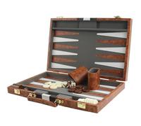 BackgammonKoffer 15 Inch Classic Backgammm Travel Strategy Backgammon Game Set for Adults Children (Brown)