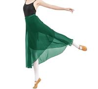 BACKGARDEN Adult Long Flowy Sheer Chiffon Wrap Scarf Midi Skirt for Ballet Dance Skate Performance, Dark Green, One Size
