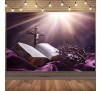 background cloth with open Bible and Crown of thorns design party banner