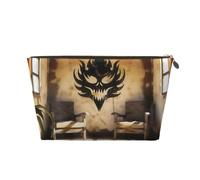 Background of Hell's Fire Leather Toiletry Bag, Travel Wash Kit | Background Of Hell'S Fire Printed Leather Wash Kit, A Practical Gift For , With Roomy Zipper Pocket For Cosmetics