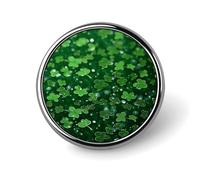 Background St Patrick's Day Glitter Badges Decorative, Durable Aluminum Alloy Round Badge, Lightweight Button Brooch for Shirts, Jackets, Hats, Uniforms 1"