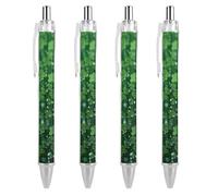 Background St Patrick's Day Glitter Ballpoint Pens 4 PCS Retractable Smooth Writing Pens with Quick-Drying Ink, Comfort Grip Office Black Pens for Everyday Use, Bulk Office Supplies for Professionals