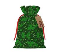 Background St Patrick'S Day Glitter Print Drawstring Christmas Bag With Tags Reusable For Birthday Parties Gift Weddings Holiday