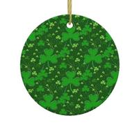 Background St Patrick'S Day Glitter Print Personalized Christmas Decorations,Round Ceramic Decorations,Home Decoration Pendants