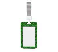 Background St Patrick's Day Glitter Printed Id Badge Holder with Neck Strap Vertical Waterproof Name Card Holder for Office School