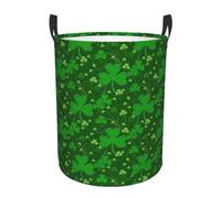 Background St Patrick'S Day Glitter Printing Hamper Circular Style Handles For Easy Move Personalized Dirty Clothes Hamper Simple Storage