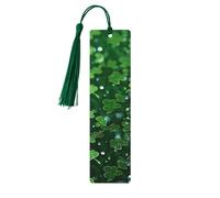 Background st Patrick's Day Glitter Wood Bookmark for Book Lovers Birthday Teachers Gift, Handmade Craft Book Marks Ornaments with Tassel Exquisite Reading Page Markers for Men Women
