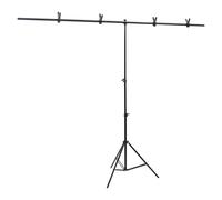 Background Stand T-Bar Metal Black Adjustable 201x60x70-200cm with Bag +3 Clips