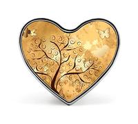 Background with a Gold Tree with Butterflies Heart Brooch Pin, Unisex Smooth Surface Lapel Tie Pin, Lightweight Badge Jewelry Crafts Decor for Costume Accessory Men Women