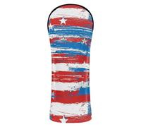 Background with Elements of The American Flag Golf Club Head Cover Set Premium Leather Headcovers with Number Tag Designed to Fit All Woods and Drivers 1pcs