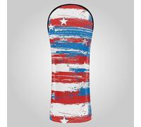 Background with Elements of The American Flag Golf Club Head Cover Set Pu Leather with Number Tags for Driver Hybrid and Fairway Woods