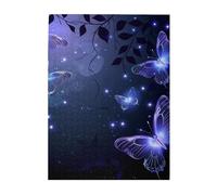 Background with Night Butterflie Printed Wooden Puzzle 500 Piece, Cute Puzzle Game in Plastic Box for Family Entertainment and Brain Training Gifts
