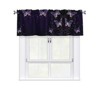 Background with Night Butterflies Curtain Valance for Windows,Kitchen Window Curtains Blackout Drapes Window Treatments Decorative Rod Pocket Short Curtain for Living Room Bedroom,54" W x 18" L