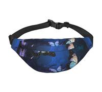 Background with Night Butterflies Fanny Pack for Men Women Crossbody Bags Fashion Waist Bag Chest Bag Adjustable Belt Bag, Black, One Size