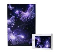 Background with Night Butterflies Printed 1000 Piece Jigsaw Puzzle for Adults, Cut Brain Teaser Game for Family Home Decor Gift(29.5x19.7 Inch)