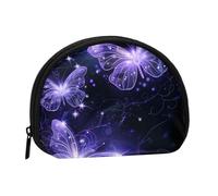 Background with Night Butterflies Printed Mini Coin Pouch, Shell Shape Zip Around Wallet, Small Zipper Pouch for Cash, Cards, Keys, Lipstick, Storage Pouch, Travel Organizer