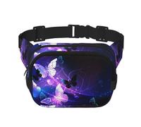 Background with Night Butterflies Square Double Layer Waist Bag Belt Fanny Pack Purse with Adjustable Strap, Running, Travel, Hiking