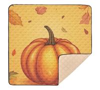 Background with Pumpkin and Leaves Cute Foldable Baby Play Mat for Floor Portable Kicking Mat for Baby Toddler Infant, 50'' x 50''