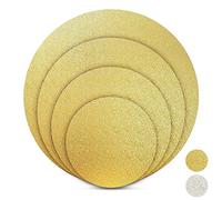 BACKHERZ Premium Cake Board Round I Cake Stand I Cake Plate I Cake Base for Transport I Cake Supports for Tiered Cakes I Set of 4 I Ø 15 & 20 & 25 & 30 cm I Gold
