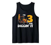 Backhoe Loader 3rd Birthday Diggin It Construction Party Tank Top