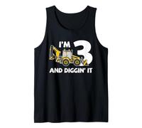 Backhoe Loader 3rd Birthday Diggin It Construction Party Tank Top