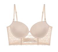 Backless Bra Invisible Bralette Lace Wedding Bras Low Back Underwear Push Up Brassiere Women Seamless Lingerie Corset (Color : Khaki, Cup Size : 75B)