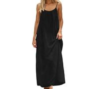 Backless Cami Dresses for Women Cami Lounge Dress Backless Solid Sleeveless House Dress Long Sundress with Back Tie Ladies Casual Maxi Loose Fit Beach Dresses Summer Holiday Tunic Sundress S-5XL