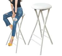 Backless Folding Bar Stool with Footrest, Heavy Duty Collapsible Padded Seat for Outdoor, Camping, Kitchen, Cafe