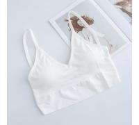 Backless Seamless Camisole Bra for Female Users with Underwire Reinforcement and U-Shaped Sports Bra Shape Ideal for Vacation Daily and Club Settings (One Size White)