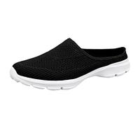 Backless Sneakers Women Slip on Mules Womens Mens Clogs Work Shoes Breathable Mesh Wide Fit Slippers Comfortable Orthopedic Arch Support Sandals Warehouse+Deals Clearance Returns Black 5