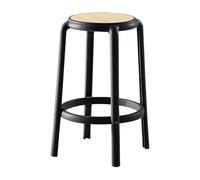 Backless Stackable Stool - Modern Plastic High Stool with Footrest for Home Bar, Kitchen Island, Dining Room, Black - Space-Saving Design, Ideal for Small Spaces