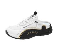 Backless Trainers Breathable Mesh Shoes,Mens Backless Trainers,Open Back Sneakers for Men,Mesh Slip On Mules for Men,Casual,All-Match,Lightweight,for Shopping,Work and Other Occasions Black