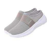 Backless Trainers Womens Diabetic-Friendly Slip On Shoes Air Cushion Breathable Mesh Sneakers with Extra Wide Toe Box Comfy Commutera Walking Trainers 2026 Orthopedic Mules for Swollen Feet Grey