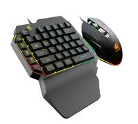 Backlight Gaming One-hand Keyboard Mouse Set Abs Black