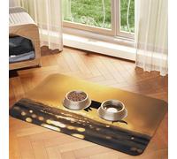 Backlight Golden Moment, Dolphins Jumping Pet Feeding Mat Dog Cat Eating Food Absorbent Leather Tablecloth for and Water Bowl Waterproof No Stains Quick Dry Non-Slip 23.62 * 15.75IN