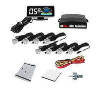 Backlight Parktronic Multiple Radar Parking Sensor Kit LED Display System Backup Monitor Detector Assistant Car Accessories Car Reversing Sensors(White 8 sensors)